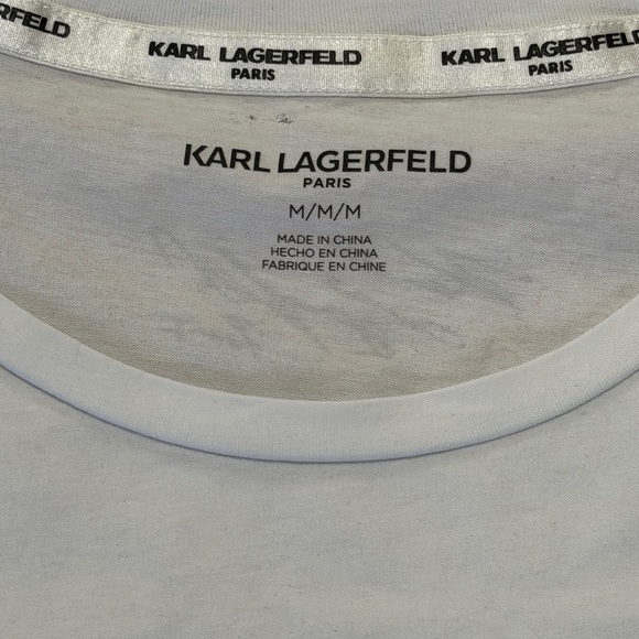 Karl Lagerfeld White C'est La Vie Tee - Picture 2 of 10